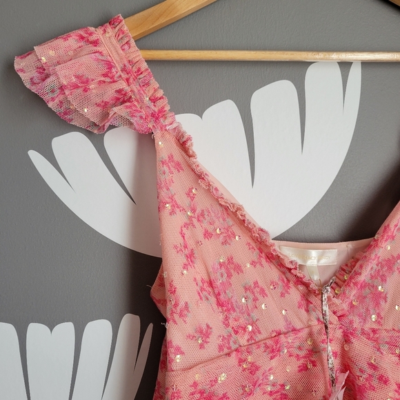 NWT LoveShackFancy Roey Mini Ruffle Dress Size 8 Autumn Rose - Picture 10 of 13